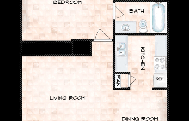 1 bed, 1 bath, 599 sqft, $954