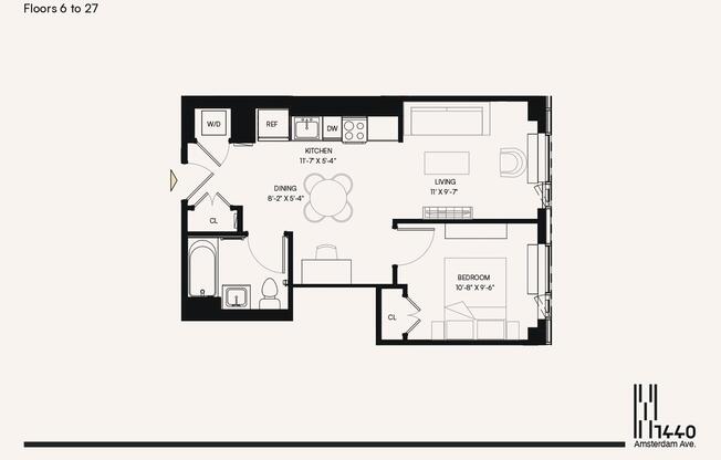 1 bed, 1 bath, $3,595, Unit 1515