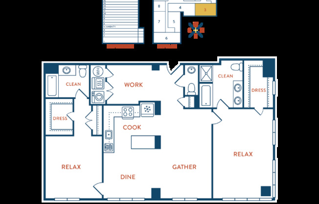 2 beds, 2.5 baths, 1,609 sqft, $5,097