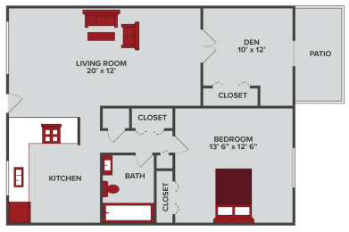 1 bed, 1 bath, 835 sqft, $895