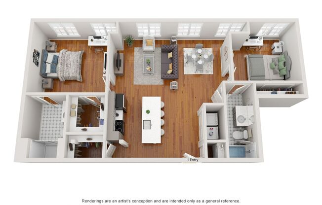 2 beds, 2 baths, 1,064 sqft, $1,850, Unit 211