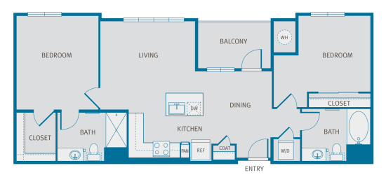 2 beds, 2 baths, 1,050 sqft, $2,110