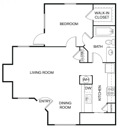 1 bed, 1 bath, 724 sqft, $1,265