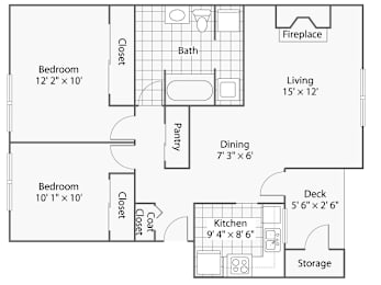 2 beds, 1 bath, 856 sqft, $1,915