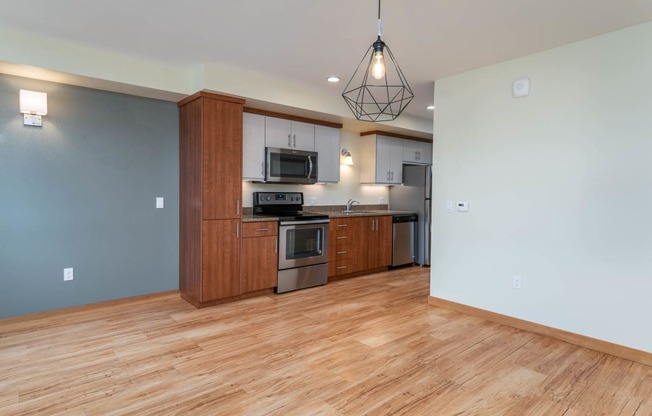 The Morgan | #404 Kitchen, Living Room and Dining Room