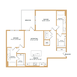 2 beds, 2 baths, 1,082 sqft, $2,058