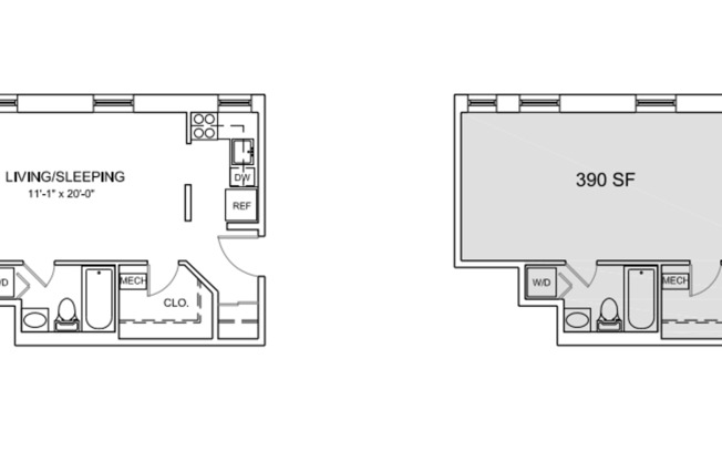 Studio, 1 bath, 393 sqft, $1,539, Unit C-312