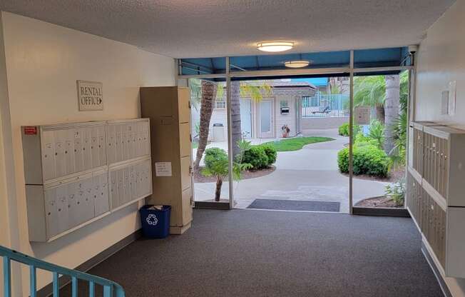 Mailboxes at La Mesa Village Apartments in La Mesa, California.