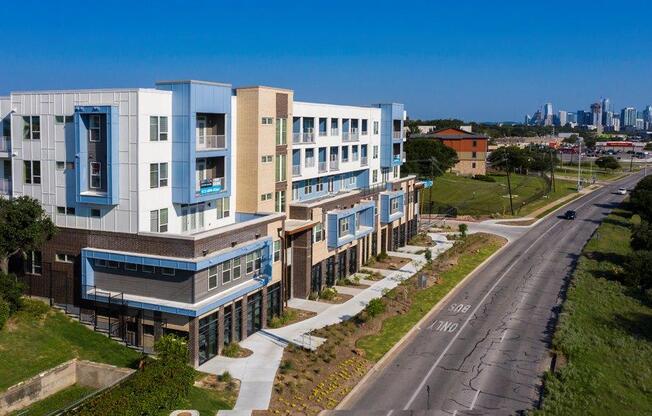aerial exterior view of our complex at Brixton South Shore, Austin, Texas
