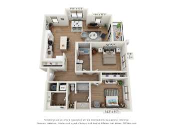 2 beds, 2 baths, 1,288 sqft, $3,700