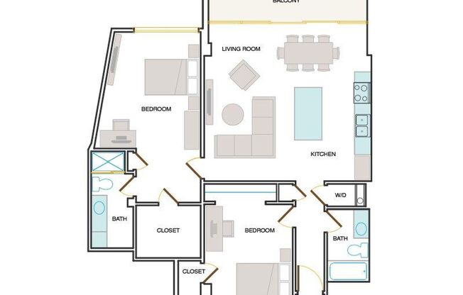 2 beds, 2 baths, 1,050 sqft, $3,828, Unit 707