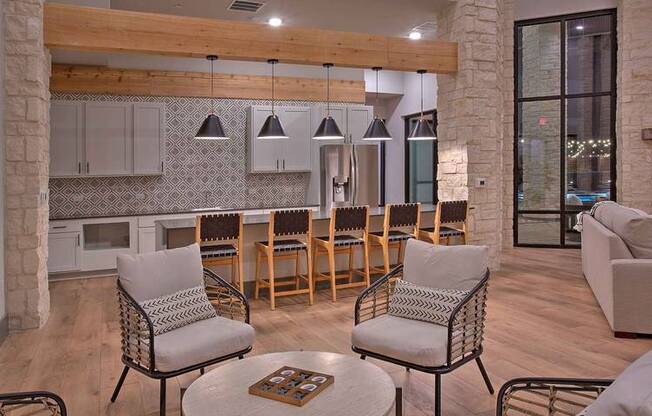 a store window with a display of wine bottles at Hunters Creek Apartments, Denton