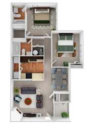 2 beds, 2 baths, 1,009 sqft, $1,490
