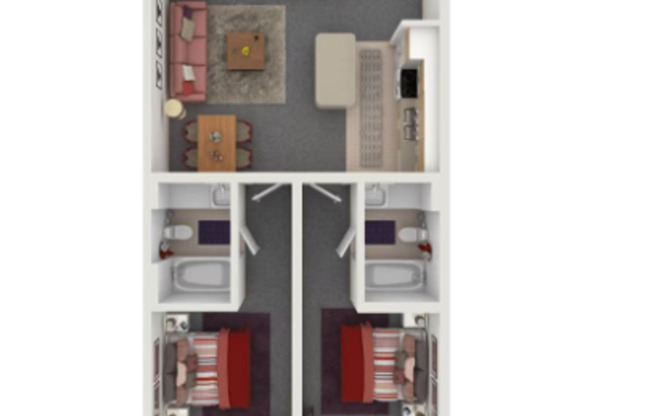 2 beds, 2 baths, 872 sqft, $1,548, Unit 355