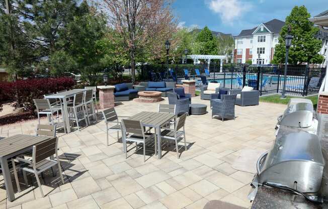 Outdoor Grilling Area and Fire Pit at Bristol Station, Illinois