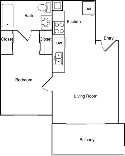 1 bed, 1 bath, 612 sqft, $2,863, Unit 203