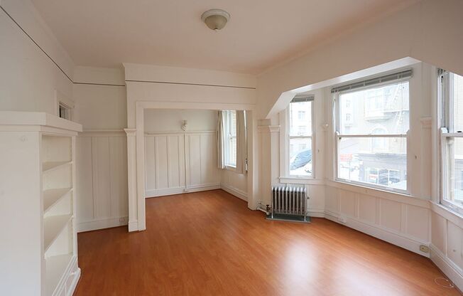 OPEN HOUSE: Tuesday (7/29) 6:30pm-6:50pm. Bright, second floor corner studio near Union Square, Shared Laundry, Elevator in Building (797 Bush #201)