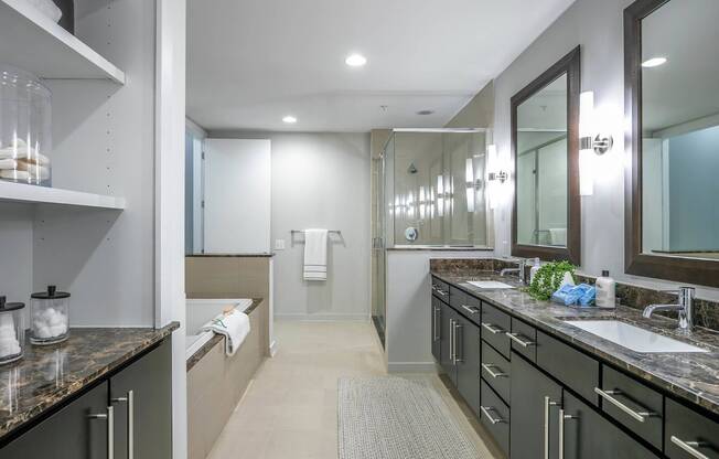 Venue Museum District | Houston, TX | Bathroom w/ Double Vanity