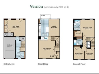 3 Bed 2.5 Bath Floor Plan at Townes at Pine Orchard, Ellicott City, Maryland