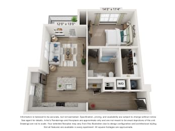 1 bed, 1 bath, 826 sqft, $1,213