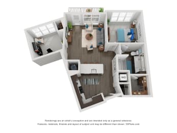 1 bed, 1 bath, 910 sqft, $2,392