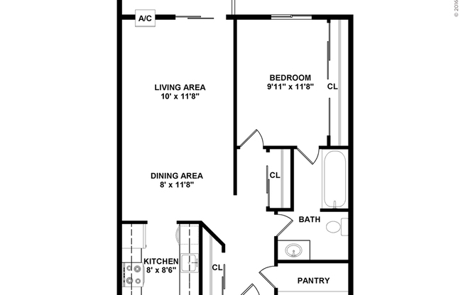 1 bed, 1 bath, 715 sqft, $1,711