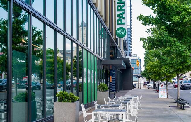 Whole Foods Market on Broadway offers walkable convenience and patio seating right in the heart of downtown Nashville.