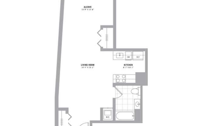Studio, 1 bath, 697 sqft, $2,095, Unit 214-106