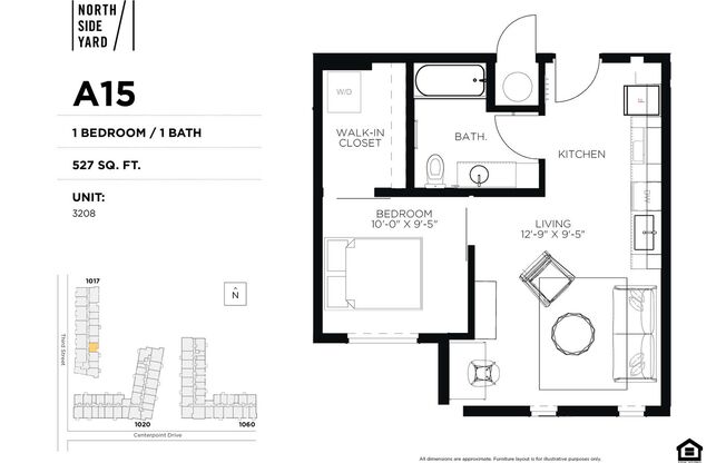 1 bed, 1 bath, 520 sqft, $1,175, Unit 3208