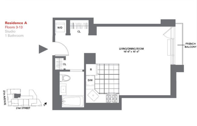 Studio, 1 bath, 487 sqft, $2,875