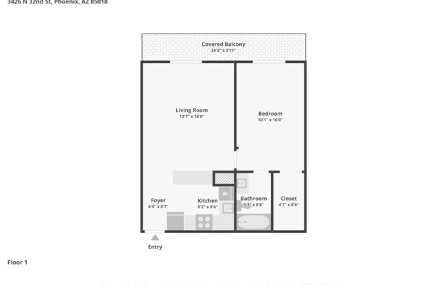 1 bed, 1 bath, 650 sqft, $966