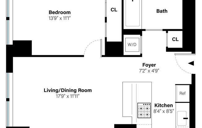 1 bed, 1 bath, 696 sqft, $5,500, Unit 8B