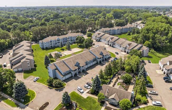 an aerial view of a row of houses