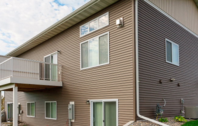 exterior of townhome, patio