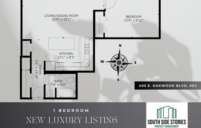 1 bed, 1 bath, $1,835, Unit E2