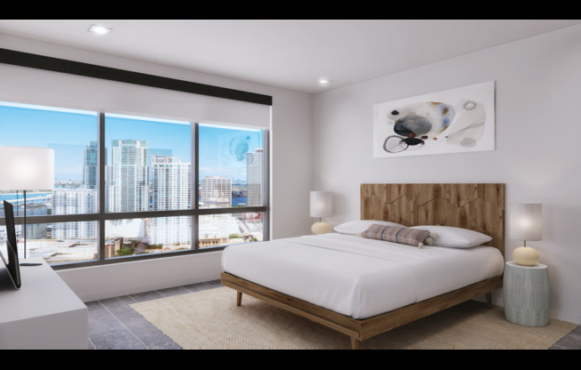 Spacious Bedroom with Incredible Views |  Apartments for Rent in Downtown Miami | Grand Station