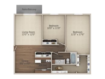 2 beds, 1 bath, 910 sqft, $1,470
