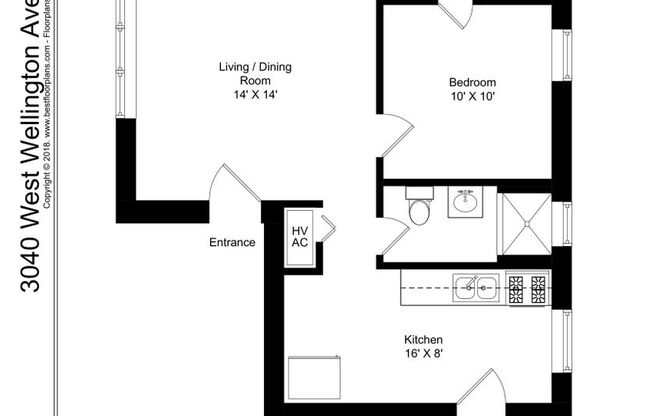 1 bed, 1 bath, 592 sqft, $1,895, Unit 3040-1