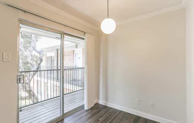 Kitchen seating area with sliding glass door