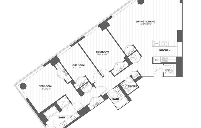 3 beds, 2.5 baths, 1,650 sqft, $13,389, Unit 2903