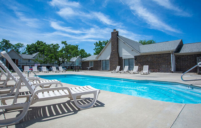 Swimming Pool With Relaxing Sundecks at Lake Camelot Apartments, Indiana, 46268