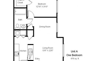 1 bed, 1 bath, 676 sqft, $900