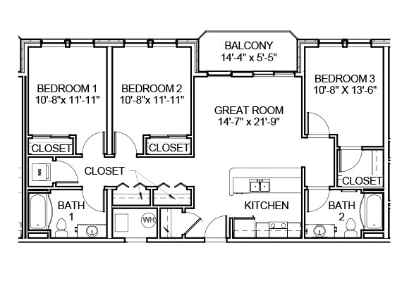 3 beds, 2 baths, 1,277 sqft, $2,853, Unit 217