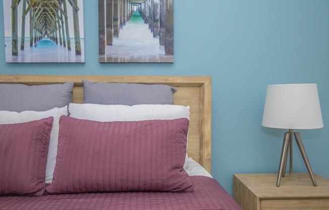 a made bed in a room