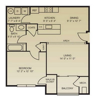1 bed, 1 bath, 771 sqft, $1,583
