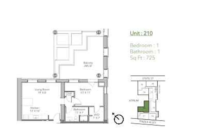 1 bed, 1 bath, 589 sqft, $1,700, Unit 39-210