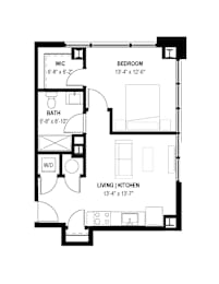 1 bed, 1 bath, 589 sqft, $2,390