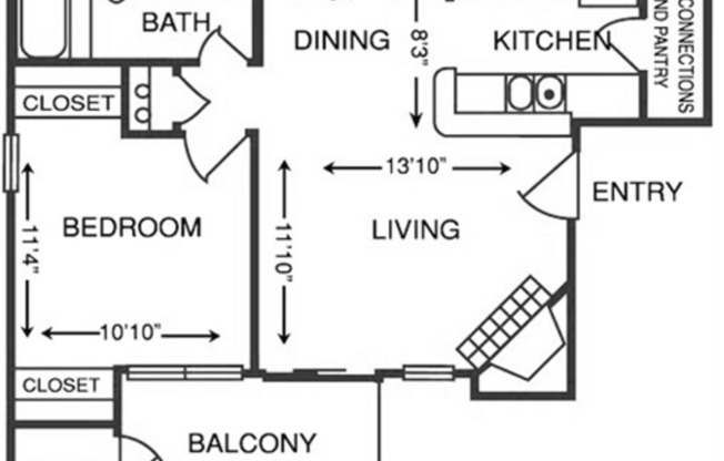 1 bed, 1 bath, 600 sqft, $1,129