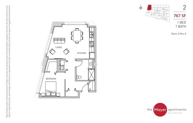 1 bed, 1 bath, 767 sqft, $1,750, Unit 302