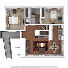 2 Bedroom, 1 Bathroom Floor Plan Z at Addison Ranch Apartments, California, 94954